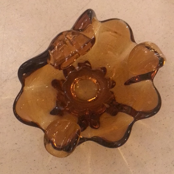 VTG CIGAR AMBER ASHTRAY HAND BLOWN GLASS - Picture 3 of 4